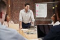 Mature Businessman Standing And Leading Office Meeting Around Table Royalty Free Stock Photo