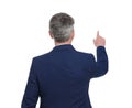 Mature businessman in stylish clothes posing on white background, back view Royalty Free Stock Photo