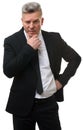 Mature businessman thinking. Isolated on white Royalty Free Stock Photo