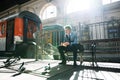 Mature businessman on a train station. Royalty Free Stock Photo