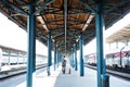 Mature businessman on a train station. Royalty Free Stock Photo