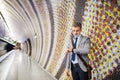 Mature businessman waiting on a metro station. Royalty Free Stock Photo