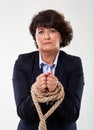 Fraudulent businesswoman handcuffed Royalty Free Stock Photo