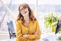 Confident businesswoman having video call while working from home