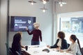 Mature Businesswoman Leading Creative Meeting Of Women Collaborating Around Table In Modern Office Royalty Free Stock Photo