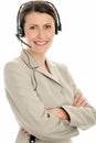 Mature businesswoman wearing headset