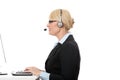 Mature call center. Royalty Free Stock Photo