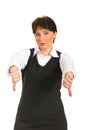 Mature corporate woman with thumbs down