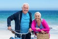 Mature couple with bicycles Royalty Free Stock Photo