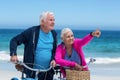 Mature couple with bicycles Royalty Free Stock Photo