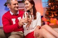 Mature couple clinking champagne glasses Royalty Free Stock Photo