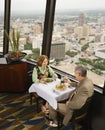 Mature couple dining.