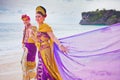 Mature couple dressed in Balinese costume Royalty Free Stock Photo