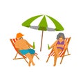 Mature couple enjoying beach vacations isolated