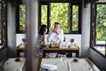 Mature couple having lunch at a restaurant Royalty Free Stock Photo