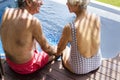 Mature couple having lunch at a restaurant Royalty Free Stock Photo