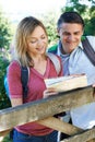 Mature Couple Hiking In Countryside Looking At Map Royalty Free Stock Photo