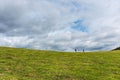 Mature couple hiking in a magnificent landscape of the Larrau under the storm