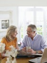 Mature couple With Map And Laptop At Home Royalty Free Stock Photo