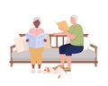 Mature couple reading on sofa semi flat color vector characters Royalty Free Stock Photo