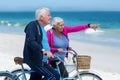 Mature couple riding bicycles Royalty Free Stock Photo