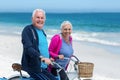 Mature couple riding bicycles Royalty Free Stock Photo