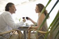 Mature Couple toasting and having lunch.