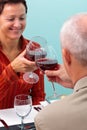 Mature couple toasting with red wine Royalty Free Stock Photo