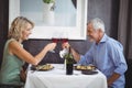 Mature couple toasting their glasses of red wine Royalty Free Stock Photo