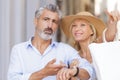 Mature couple together outdoors Royalty Free Stock Photo