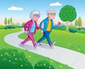 Mature Couple Walking Outdoors For Exercise