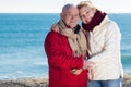 Mature couple walking by sea Royalty Free Stock Photo