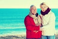 Mature couple walking by sea Royalty Free Stock Photo