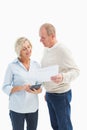 Mature couple working out their bills Royalty Free Stock Photo