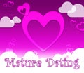 Mature Dating Represents Sweethearts Relationship And Hearts