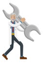 Mature Doctor Man Holding Spanner Wrench Concept Royalty Free Stock Photo