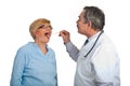 Mature doctor examine sore throat