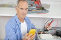 mature electrician at work Royalty Free Stock Photo