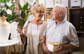 Mature family couple shopping at household store Royalty Free Stock Photo