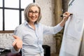 Mature female teacher writing on a whiteboard Royalty Free Stock Photo