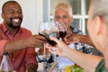 Mature friends cheering with wine glasses Royalty Free Stock Photo