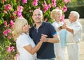 Mature friends dancing walts Royalty Free Stock Photo