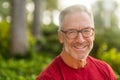 Mature handome fit man sitting outside stock photo