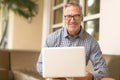 Mature handome fit man sitting outside stock photo