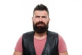 Mature hipster with beard. Bearded man. Hair and beard care. Facial care. Young and brutal. Male barber care. awkward