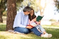 Mature Hobbies. Happy Middle Aged Couple Reading Books Together In Park Royalty Free Stock Photo