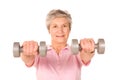 Mature lady lifting weights