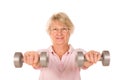 Mature lady lifting weights