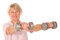 Mature lady lifting weights