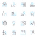 Mature living linear icons set. Retirement, Wisdom, Experience, Aging, Health, Relaxation, Community line vector and